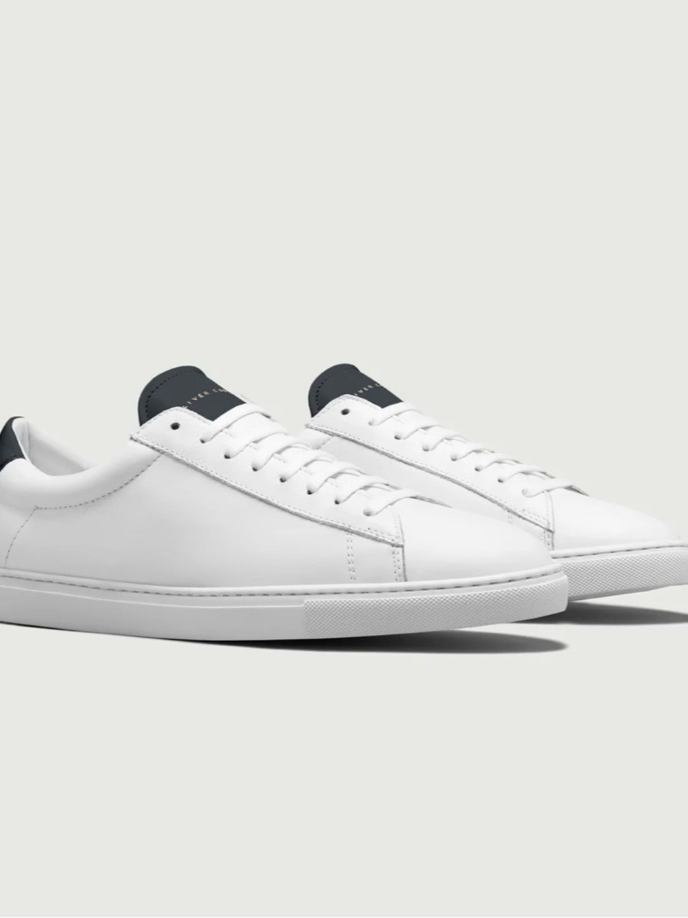 Oliver Cabell White Leather Sneakers with Blue Detail